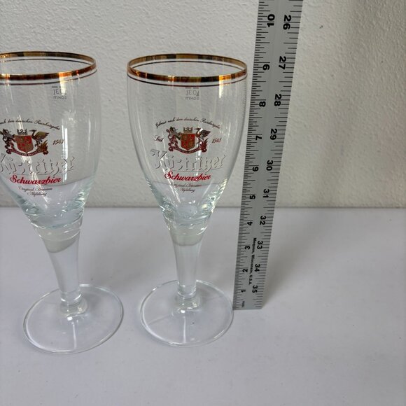 Kostritzer Schwarzbier 0.3L German Beer Glass Stemmed Gold Rim Black Lager - Picture 5 of 8